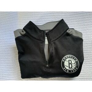 Brooklyn Nets Fanatics Branded Men's Size Large 3/4 Zip Pullover Black and Grey